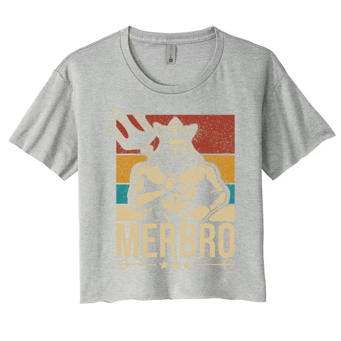 Merbro Brother Mermaid Bro Birthday Costume Party Outfit Gift Women's Crop Top Tee