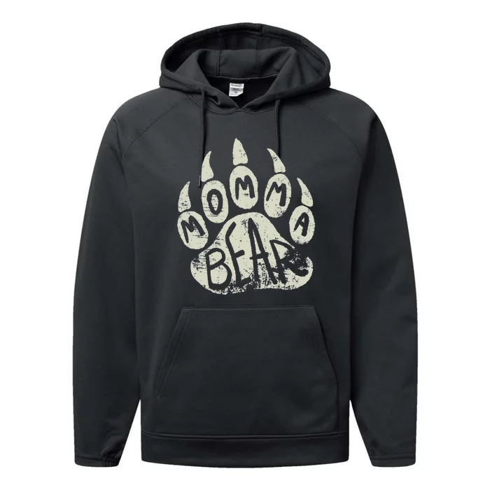 Momma Bear Mama Bear Paw Print Mother's Day Mom Performance Fleece Hoodie