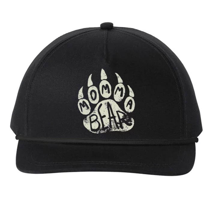 Momma Bear Mama Bear Paw Print Mother's Day Mom Snapback Five-Panel Rope Hat