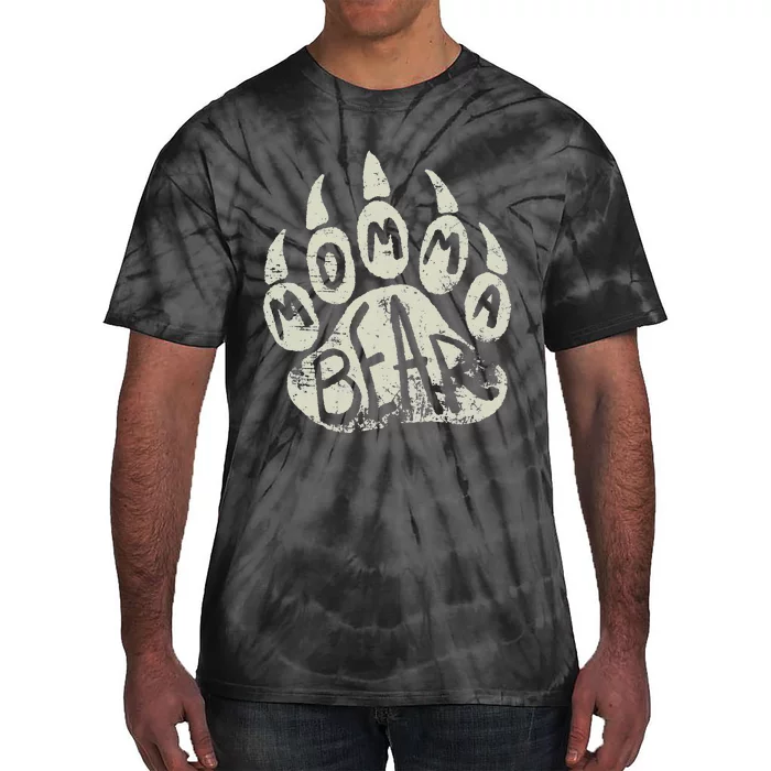 Momma Bear Mama Bear Paw Print Mother's Day Mom Tie-Dye T-Shirt