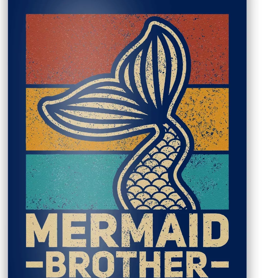 Mermaid Brother Mermaid Birthday Party Outfit Retro Mermaid Poster