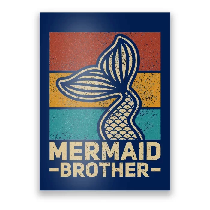 Mermaid Brother Mermaid Birthday Party Outfit Retro Mermaid Poster