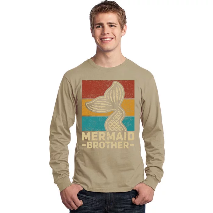 Mermaid Brother Mermaid Birthday Party Outfit Retro Mermaid Tall Long Sleeve T-Shirt