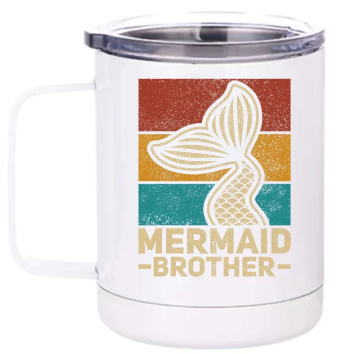 Mermaid Brother Mermaid Birthday Party Outfit Retro Mermaid Front & Back 12oz Stainless Steel Tumbler Cup