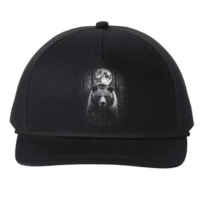 Moonlight Bear Snapback Five-Panel Rope Hat