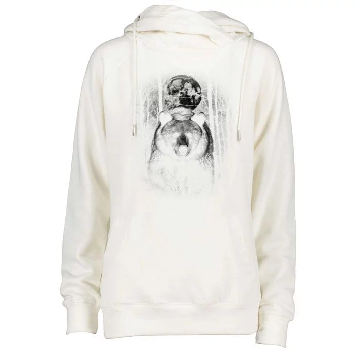 Moonlight Bear Womens Funnel Neck Pullover Hood