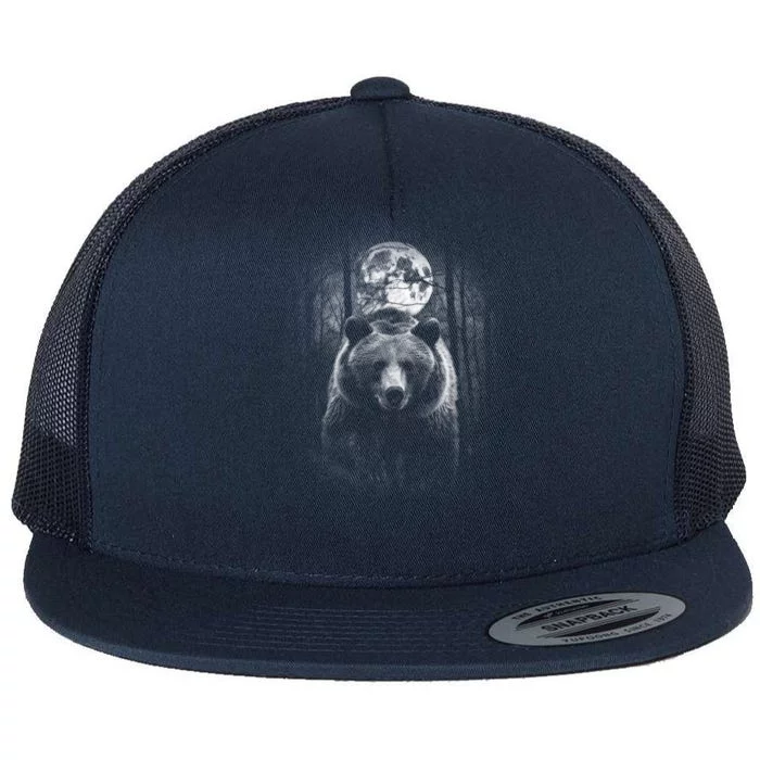 Moonlight Bear Flat Bill Trucker Hat