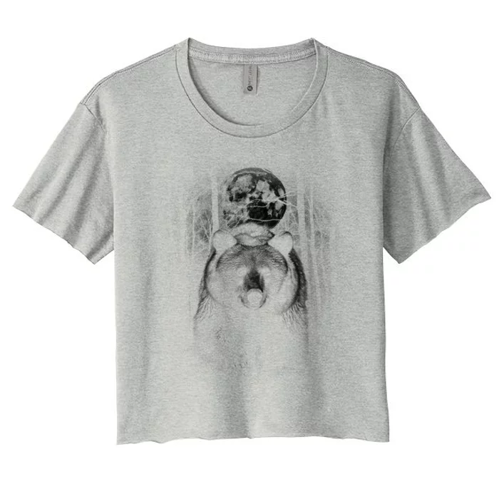 Moonlight Bear Women's Crop Top Tee