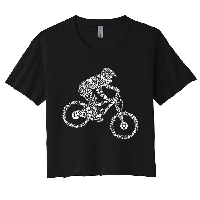 Mountain Bike Mtb Downhill Biking Cycling Biker Women's Crop Top Tee