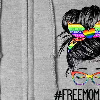 Messy Bun Mom Free Mom Hugs Lgbt Pride Rainbow Gift Full Zip Hoodie