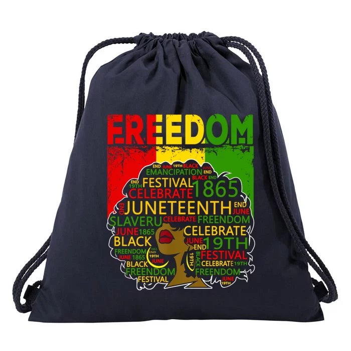 Melanin Black Magic Juneteenth Freedom Mom Meaningful Gift Drawstring Bag