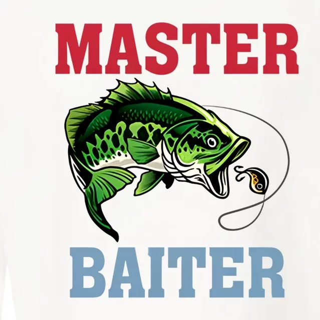 Master Baiter Master Baiter Meme Fishing Lover Cropped Pullover Crew