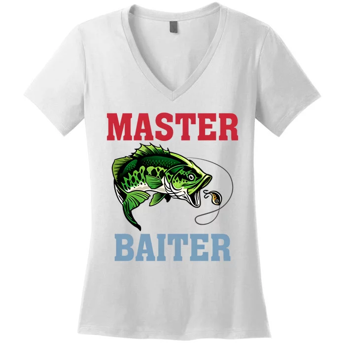 Master Baiter Master Baiter Meme Fishing Lover Women's V-Neck T-Shirt