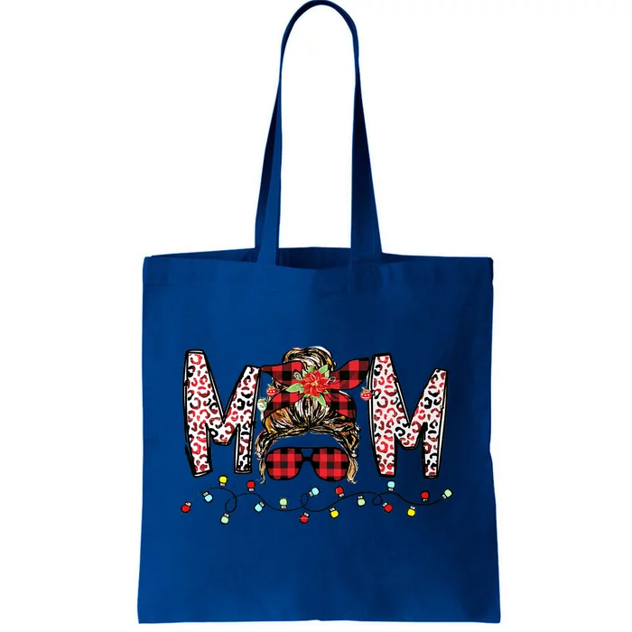 Messy Bun Mom Santa Christmas Family Mama Xmas Mother Gift Tote Bag