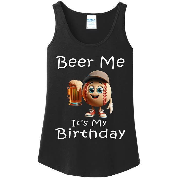 Miltown Beer Me ItS My Birthday Baseball Ladies Essential Tank