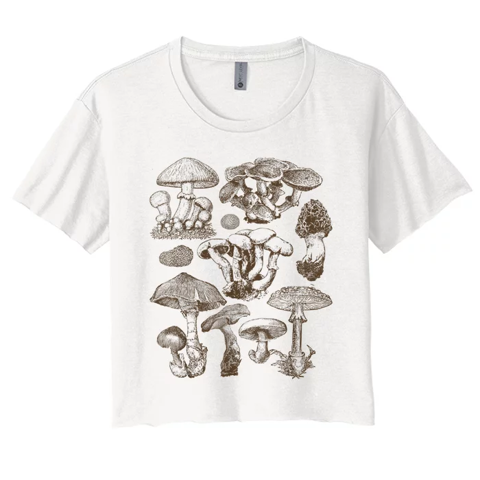 Mushroom Botanical Women's Crop Top Tee