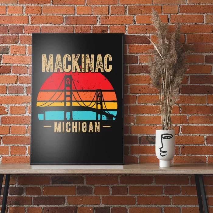 Mackinac Bridge Mackinaw Retro Vintage Michigan Souvenir Poster