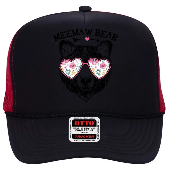 Meemaw Bear Mom Grandma Cute Floral Happy MotherS Day Cute Gift High Crown Mesh Trucker Hat