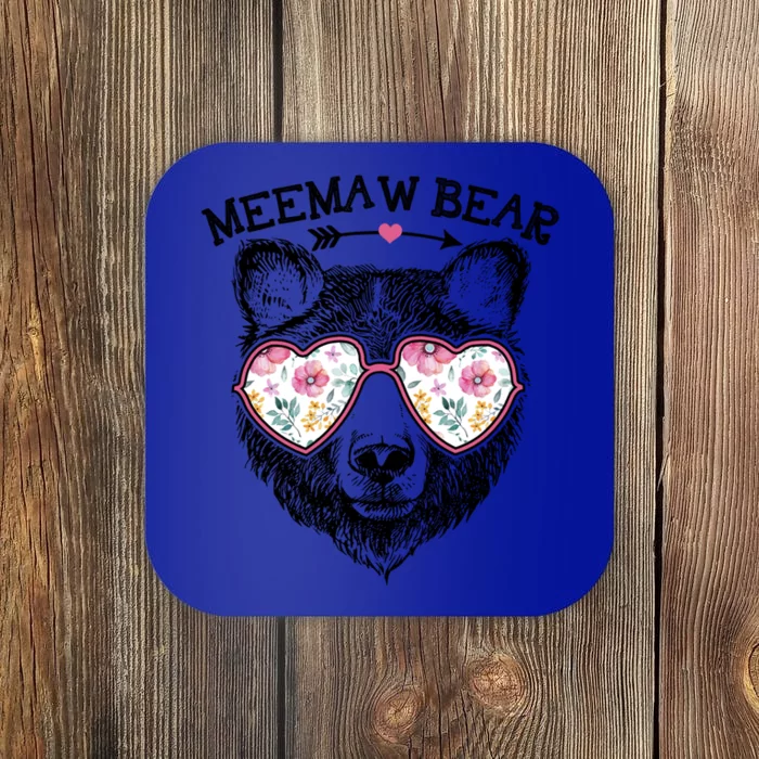 Meemaw Bear Mom Grandma Cute Floral Happy MotherS Day Cute Gift Coaster