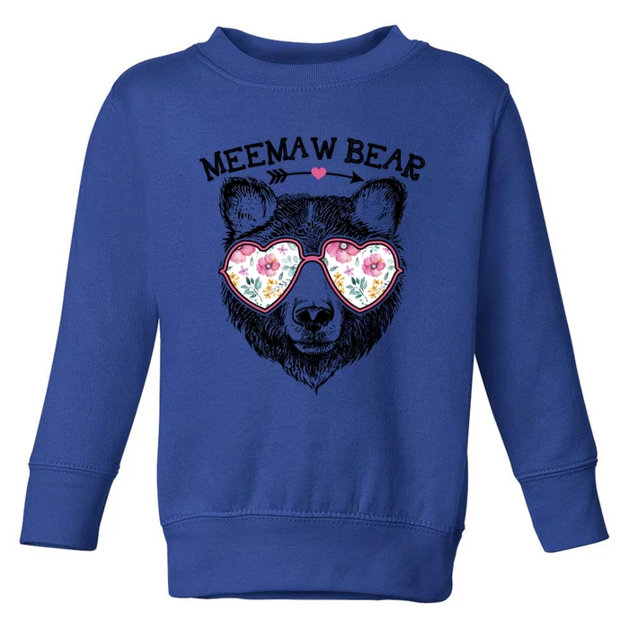 Meemaw Bear Mom Grandma Cute Floral Happy MotherS Day Cute Gift Toddler Sweatshirt