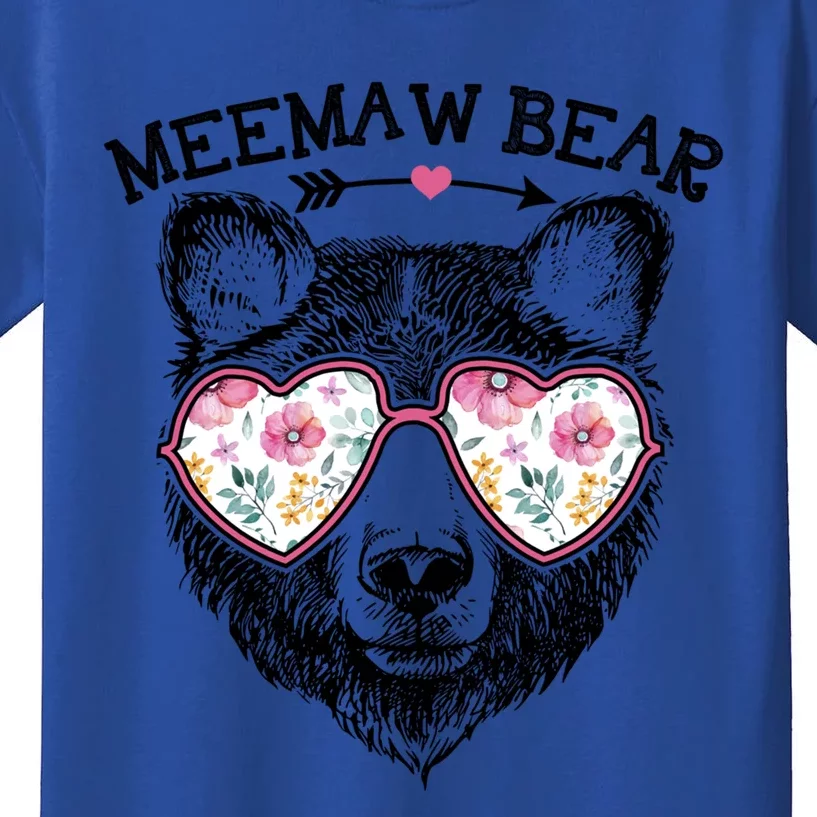 Meemaw Bear Mom Grandma Cute Floral Happy MotherS Day Cute Gift Kids T-Shirt