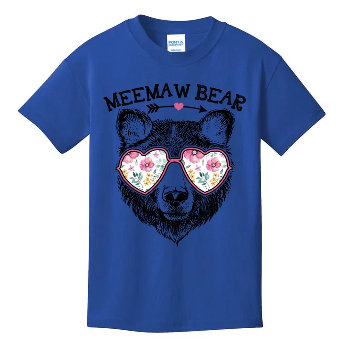 Meemaw Bear Mom Grandma Cute Floral Happy MotherS Day Cute Gift Kids T-Shirt