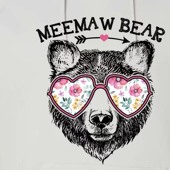 Meemaw Bear Mom Grandma Cute Floral Happy MotherS Day Cute Gift Performance Fleece Hoodie