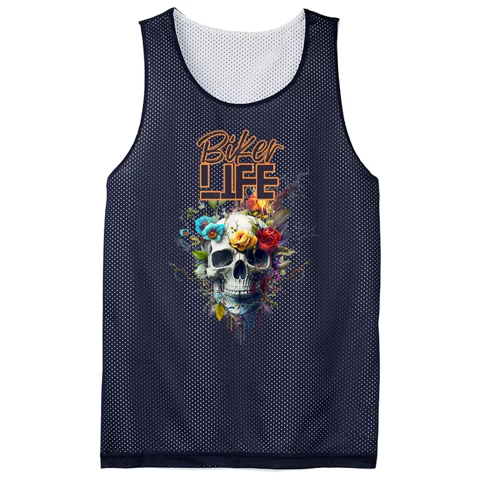 Motorcyclist Biker Motorcycle Skull Design Mesh Reversible Basketball Jersey Tank