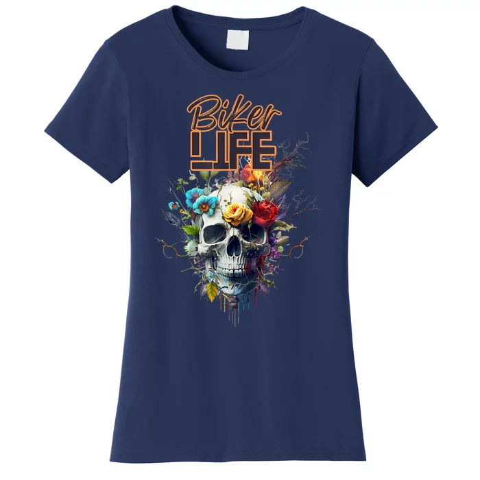 Motorcyclist Biker Motorcycle Skull Design Women's T-Shirt