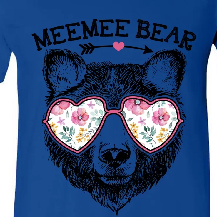 Meemee Bear Mom Grandma Cute Floral Happy MotherS Day Cute Gift V-Neck T-Shirt