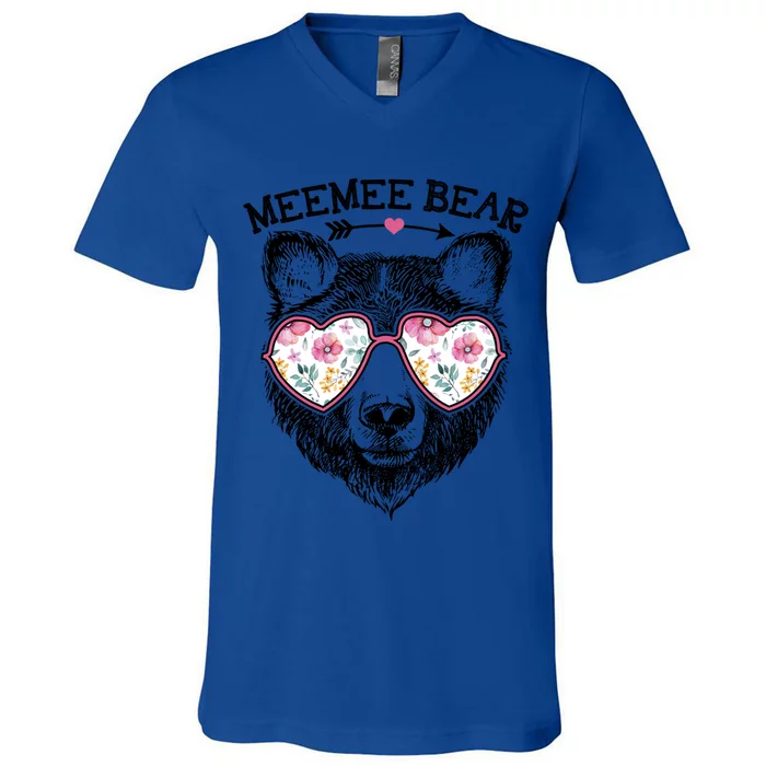 Meemee Bear Mom Grandma Cute Floral Happy MotherS Day Cute Gift V-Neck T-Shirt