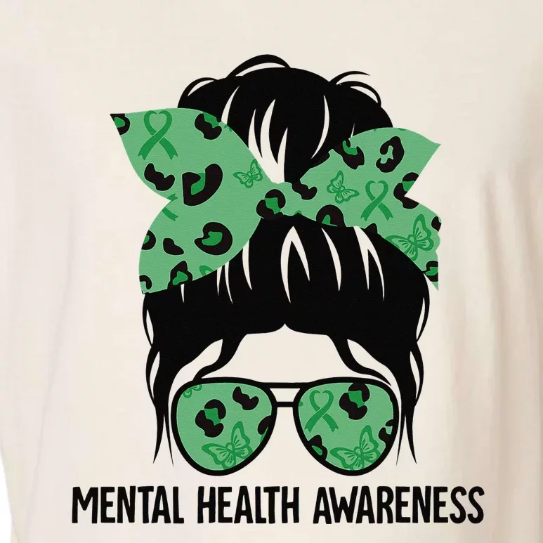 Messy Bun Mental Health Awareness Mental Health Matters Garment-Dyed Women's Muscle Tee