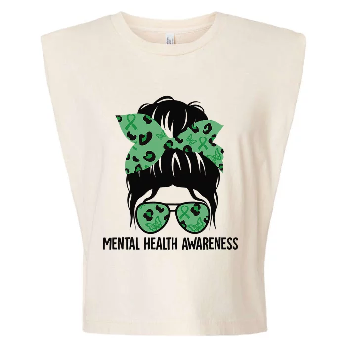 Messy Bun Mental Health Awareness Mental Health Matters Garment-Dyed Women's Muscle Tee