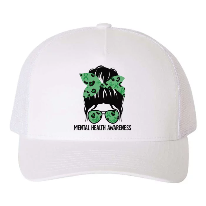 Messy Bun Mental Health Awareness Mental Health Matters Yupoong Adult 5-Panel Trucker Hat