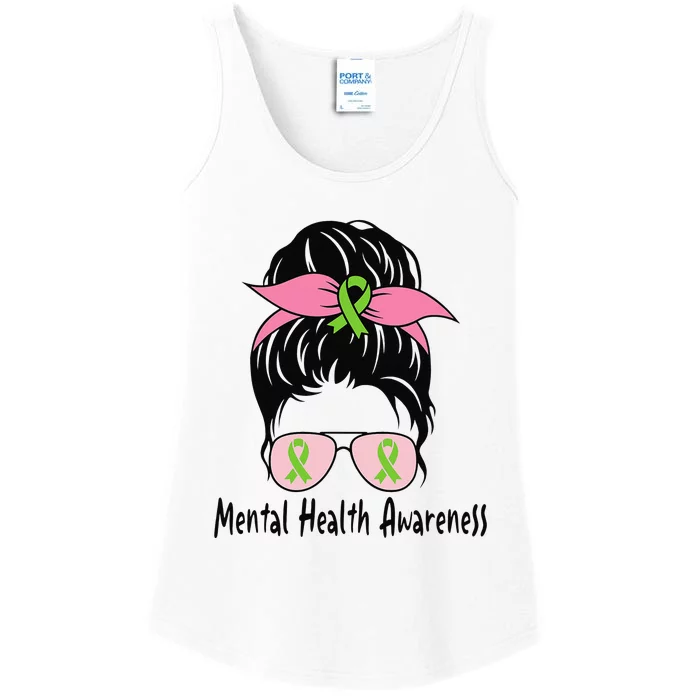 Messy Bun Mental Health Matters Gift Mental Health Awareness Ladies Essential Tank