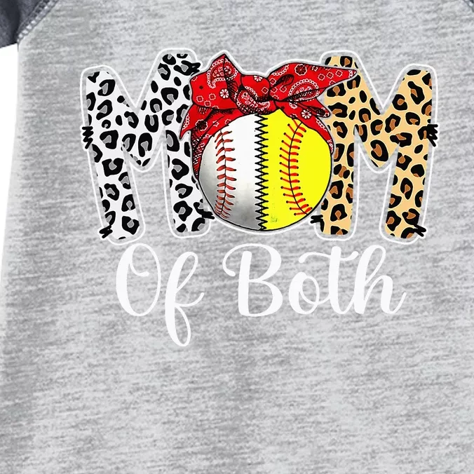 Messy Bun Mom Of Both Baseball Softball Mom Mothers Day Infant Baby Jersey Bodysuit