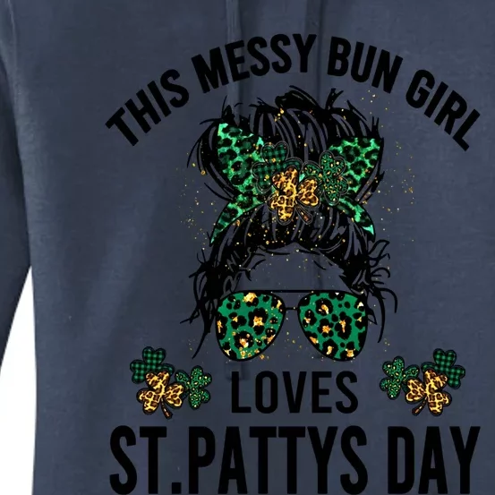 Messy Bun Motif Funny Gift This Loves St Pattys Day Great Gift Women's Pullover Hoodie