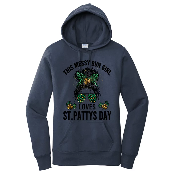 Messy Bun Motif Funny Gift This Loves St Pattys Day Great Gift Women's Pullover Hoodie