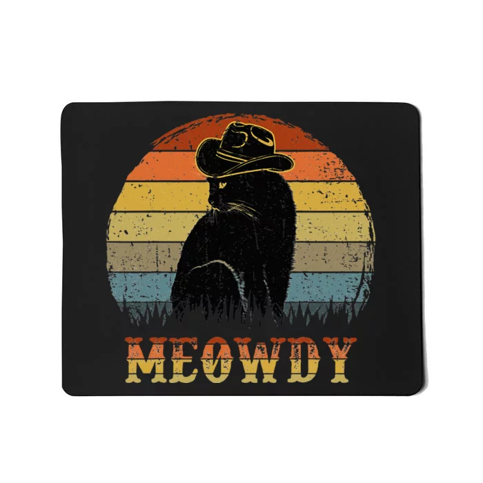 Mashup Between Meow And Howdy Black Cat Mousepad