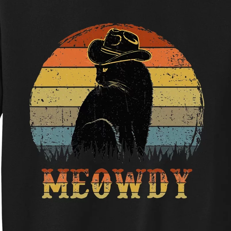 Mashup Between Meow And Howdy Black Cat Tall Sweatshirt