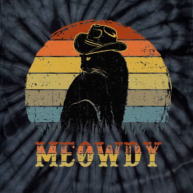 Mashup Between Meow And Howdy Black Cat Tie-Dye T-Shirt