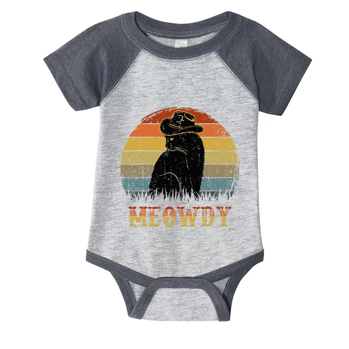 Mashup Between Meow And Howdy Black Cat Infant Baby Jersey Bodysuit