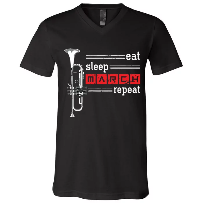 Marching Band Musician Trumpeter Gift Music Trumpet V-Neck T-Shirt