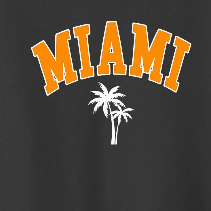 Miami Beach Mia Florida Palm Trees Usa College Font Toddler T-Shirt