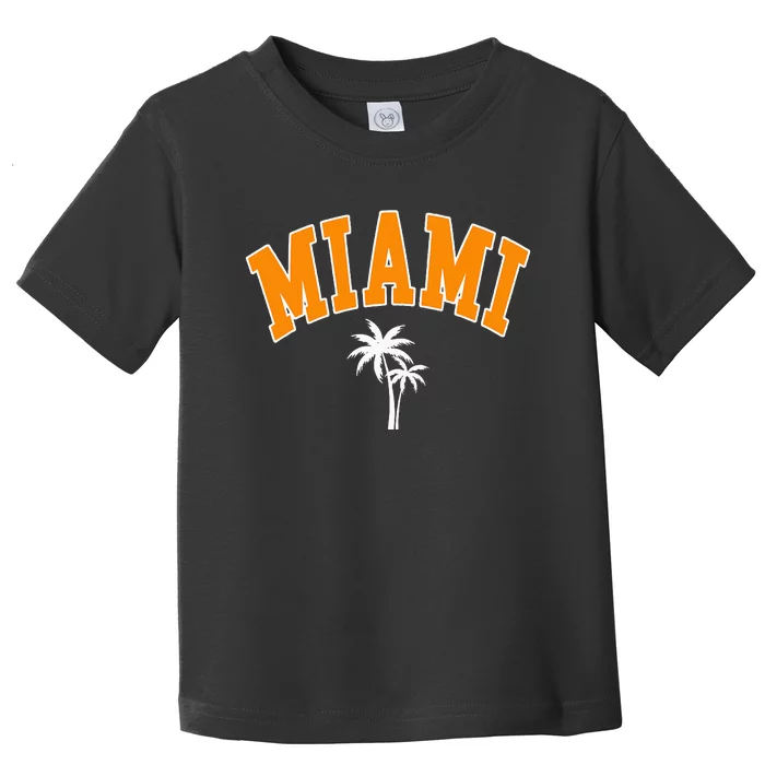 Miami Beach Mia Florida Palm Trees Usa College Font Toddler T-Shirt