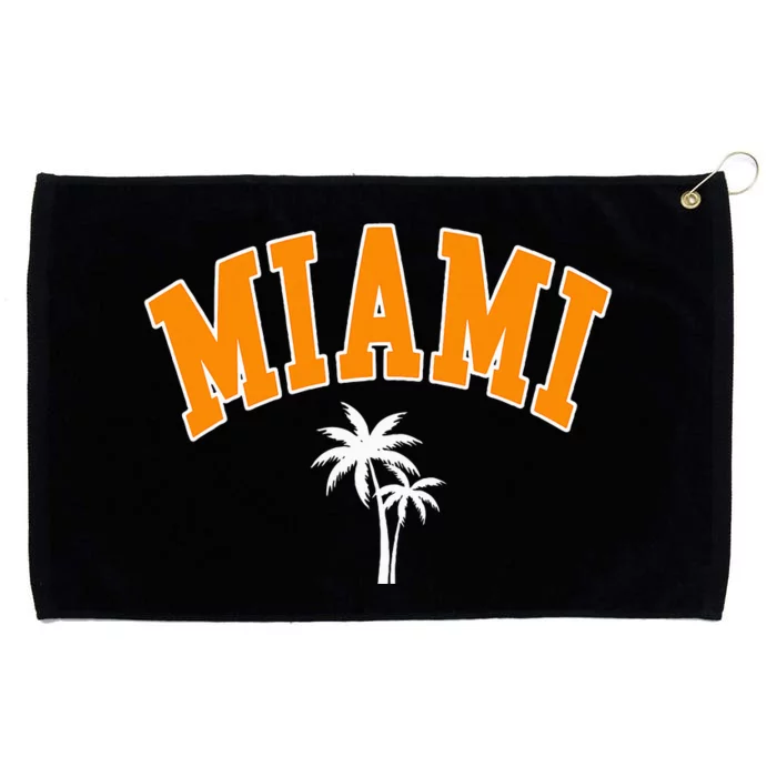 Miami Beach Mia Florida Palm Trees Usa College Font Grommeted Golf Towel