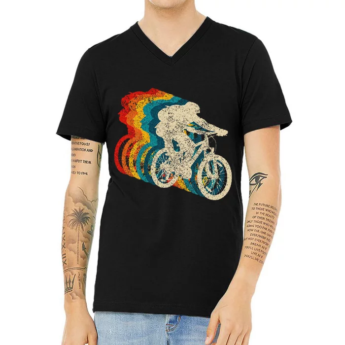 Mountain Bike MTB Biking Vintage Biker Cycling Gift Men V-Neck T-Shirt