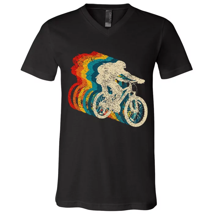 Mountain Bike MTB Biking Vintage Biker Cycling Gift Men V-Neck T-Shirt