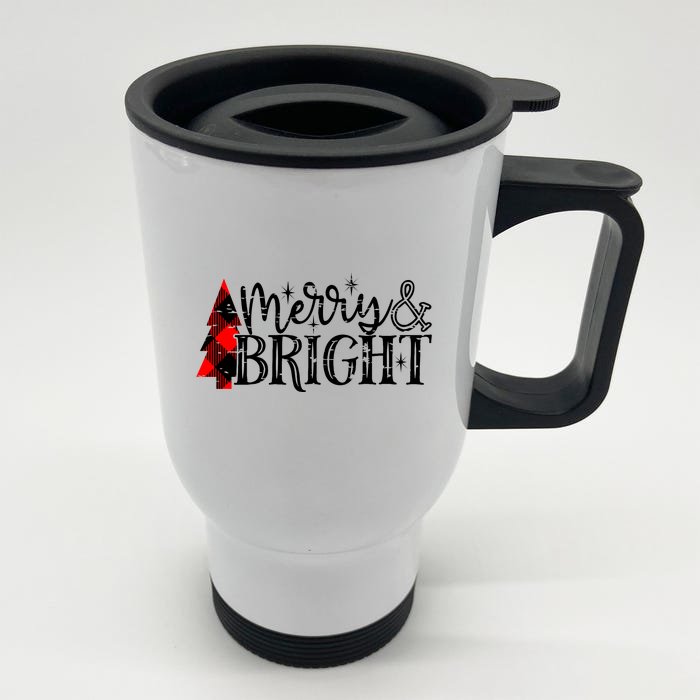 Merry & Bright Front & Back Stainless Steel Travel Mug