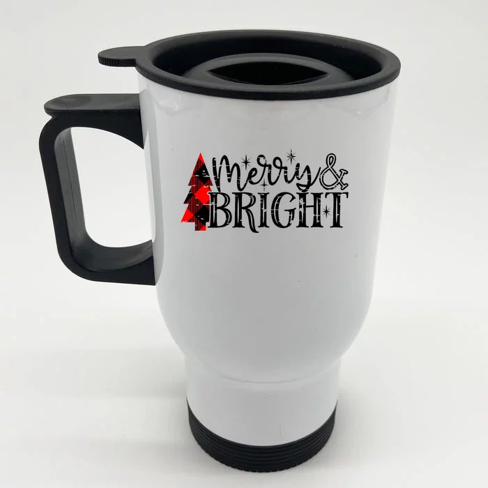 Merry & Bright Front & Back Stainless Steel Travel Mug